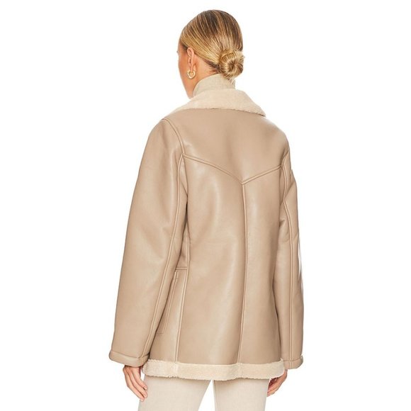Astr The Label Revolve Francine Faux Leather Shearling Jacket‎ Size Large - Picture 2 of 11